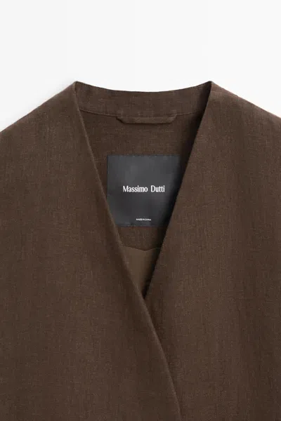 Massimo Dutti 100% Linen Double In Brown
