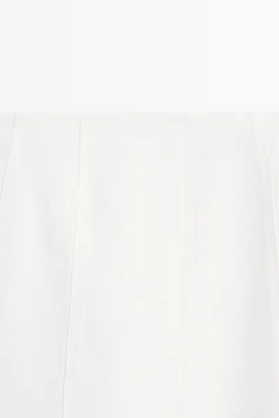 Massimo Dutti 100% Linen Godet Midi Skirt In White