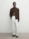 Massimo Dutti 100% Linen Jacket With Pockets In Braun
