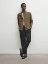 Massimo Dutti 100% Linen Jacket With Pockets In Helles Khaki