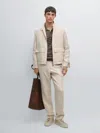 Massimo Dutti 100% Linen Jacket With Pockets In Multi