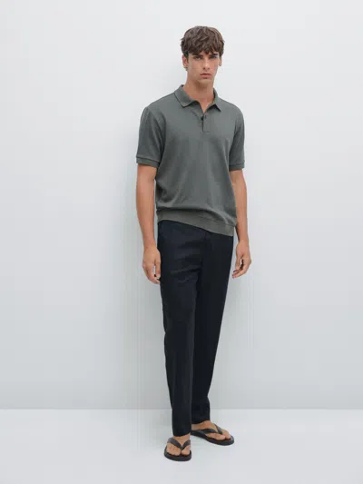 Massimo Dutti 100% Linen Jogger Trousers In Gray