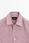 Massimo Dutti 100% Linen Micro In Pink