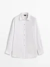 Massimo Dutti Langbluse Aus Reinem Leinen In Weiss