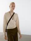 Massimo Dutti 100% Linen Oversize Knit Sweater In Neutral