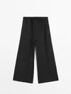 Massimo Dutti Jogginghose Aus Leinen Im Palazzohosen-stil In Black