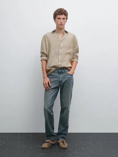 Massimo Dutti 100% Linen Regular Fit Shirt In Multi