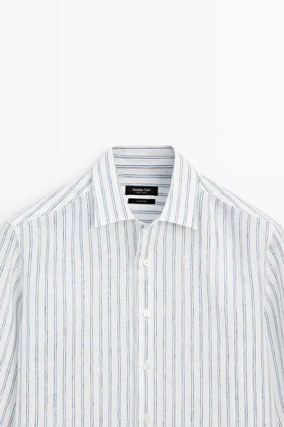 Massimo Dutti 100% Linen Regular Fit Shirt In Multi