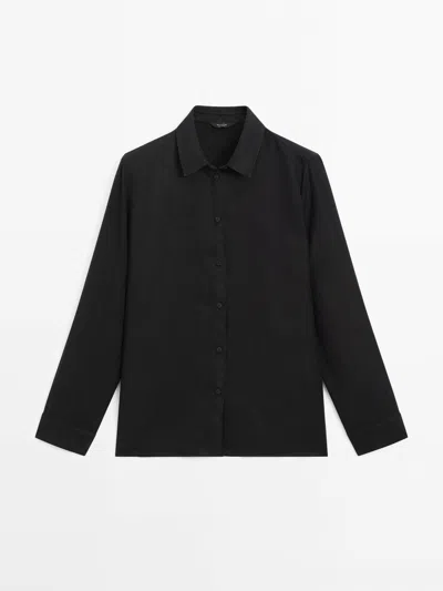 Massimo Dutti Hemd Aus Reinem Leinen In Black