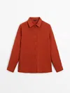 Massimo Dutti Hemd Aus Reinem Leinen In Burnt Orange