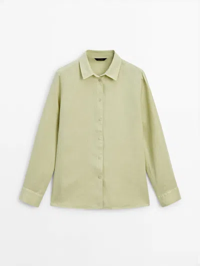 Massimo Dutti Hemd Aus Reinem Leinen In Hellgrün
