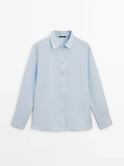 Massimo Dutti Hemd Aus Reinem Leinen In Himmelblau