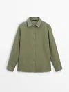 Massimo Dutti Hemd Aus Reinem Leinen In Khaki