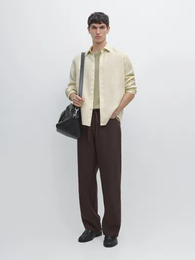 Massimo Dutti 100% Linen Shirt In Neutral