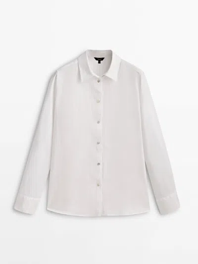 Massimo Dutti Hemd Aus Reinem Leinen In Weiss