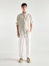 Massimo Dutti 100% Linen Shirt With Pocket In Beige