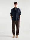 Massimo Dutti 100% Linen Shirt With Pocket In Marineblau