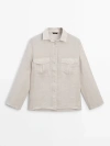 MASSIMO DUTTI 100% LINEN SHIRT WITH POCKETS