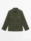 Massimo Dutti Hemd Aus Reinem Leinen Mit Tasche In Dark Green
