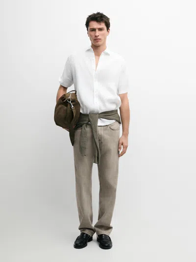Massimo Dutti 100% Linen Short In Gray