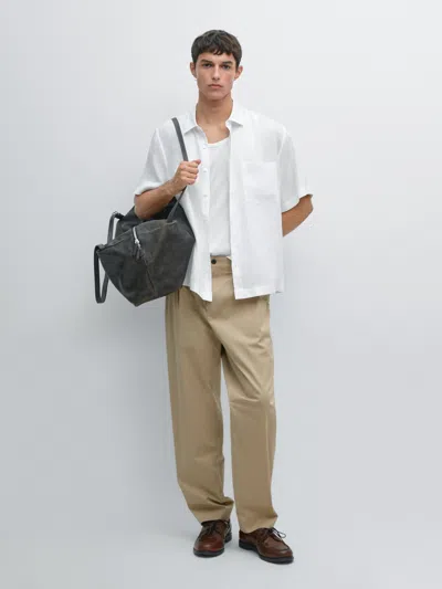 Massimo Dutti 100% Linen Short Sleeve Shirt In Multi