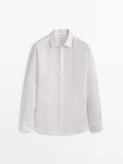 Massimo Dutti Slim-fit-hemd Aus Reinem Leinen In Weiss
