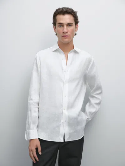 Massimo Dutti 100% Linen Slim Fit Shirt In White
