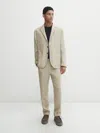 Massimo Dutti Anzughose Aus Reinem Leinen In Beige