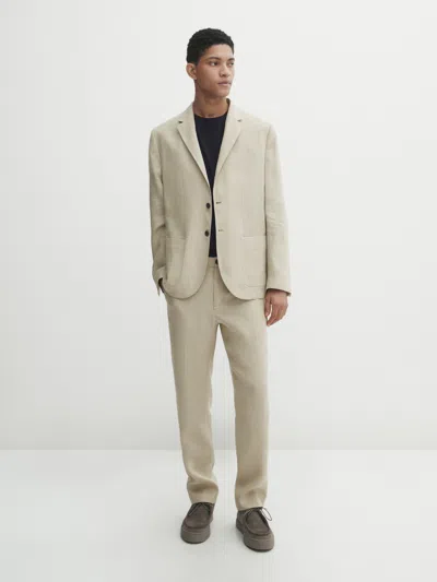 Massimo Dutti Anzughose Aus Reinem Leinen In Beige