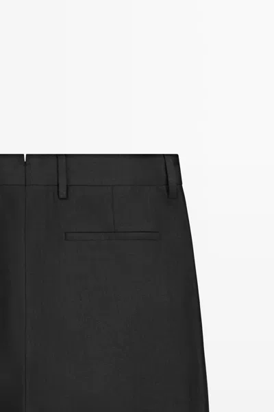 Massimo Dutti 100% Linen Tailored Fit Suit Pants In Black
