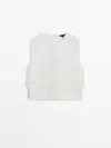 Massimo Dutti 100% Linen Top With Side Detail In Cream