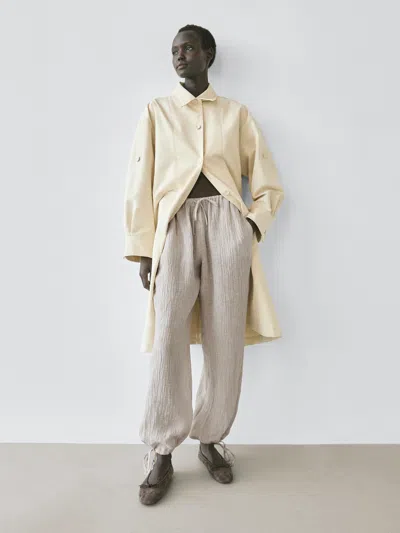 Massimo Dutti 100% Linen Trousers In Yellow