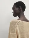Massimo Dutti Strickpullover Aus Reinem Leinen Mit V-ausschnitt In Multicolor