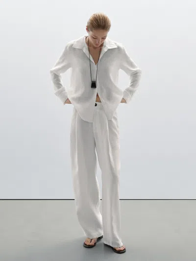 Massimo Dutti 100% Linen Wide In White