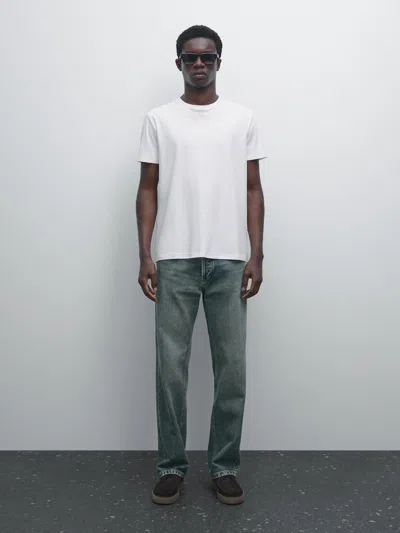 Massimo Dutti 100% Mercerised Cotton T In White