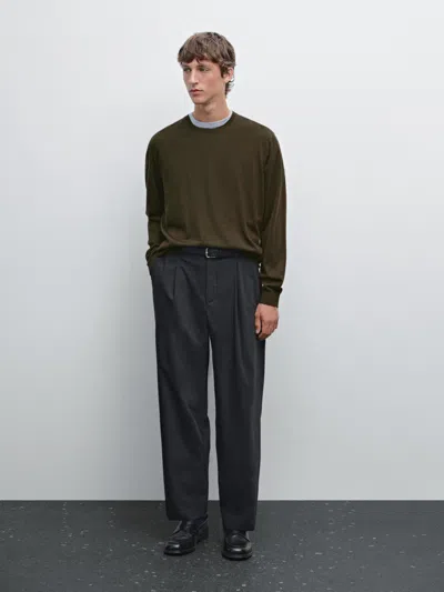 Massimo Dutti 100% Merino Wool Knit Sweater In Gold