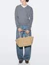 Massimo Dutti 100% Raffia Mid In Brown