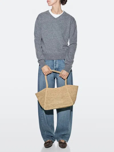 Massimo Dutti 100% Raffia Mid In Brown