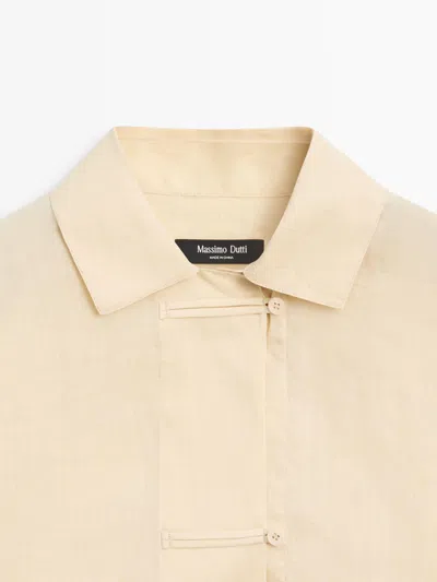 Massimo Dutti 100% Ramie Flowing Total Look Shirt In Neutral