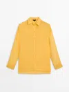 Massimo Dutti Oversize-hemd Aus Reinem Ramie In Gelb