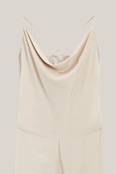 Massimo Dutti 100% Silk Slip Dress In White