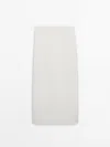 Massimo Dutti 100% Waffle-knit Linen Skirt In Cream
