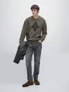 Massimo Dutti 100% Wool Argyle Knit Sweater In Multi
