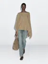Massimo Dutti 100% Wool Asymmetric Knit Cape In Neutral