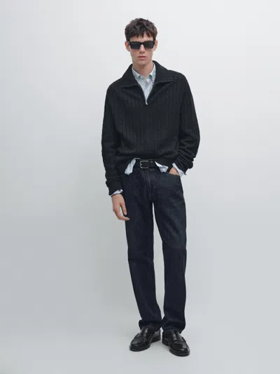 Massimo Dutti 100% Wool Cable In Black