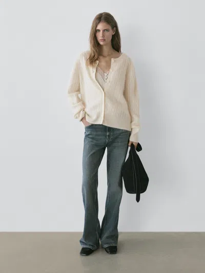 Massimo Dutti 100% Wool Cable In Neutral