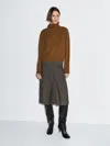 Massimo Dutti 100% Wool Check Midi Skirt In Multi