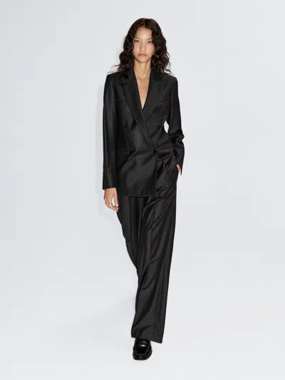 Massimo Dutti 100% Wool Double In Black