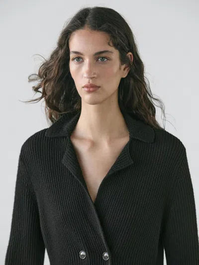 Massimo Dutti 100% Wool Double In Black