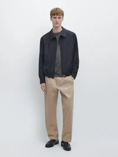 Massimo Dutti 100% Wool Houndstooth Jacket In Black